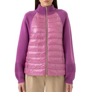Ultraleichter Bomber aus Strick & Nylon in Fuchsia
