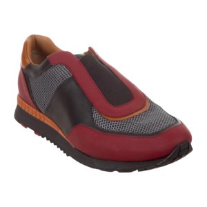 Bally Asmund 6217404 Herren rote Leder/Stoff Turnschuhe Größe US 5.5