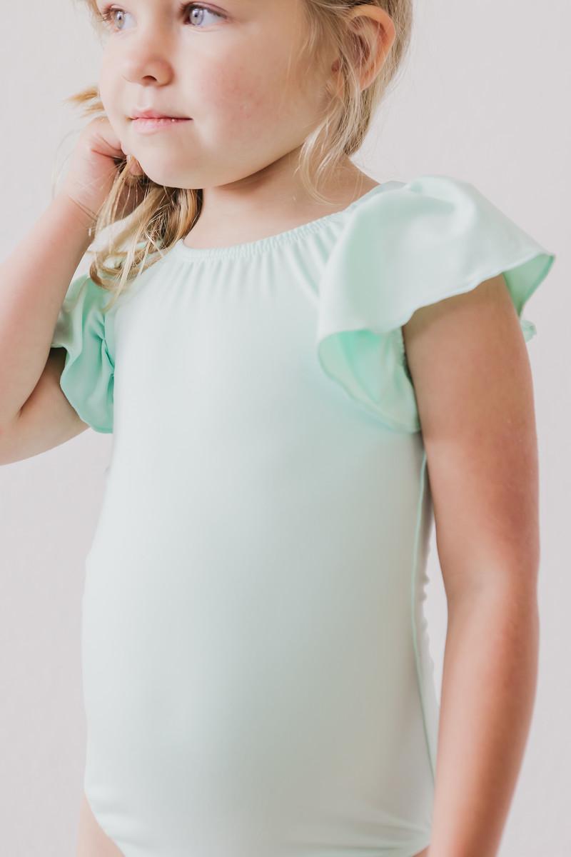 Pastellgrünes S/S Flutter Ärmel Trikot