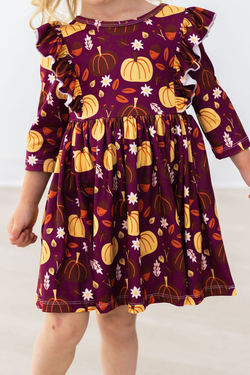 Kürbis Patch Rüschen Twirl Kleid