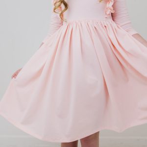 Blütenblattrosa 3/4-Rüschen-Twirl-Kleid