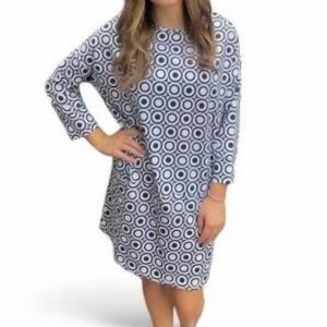 Kleid mit Punktmuster und Vordertaschen in Schwarz/Weiß