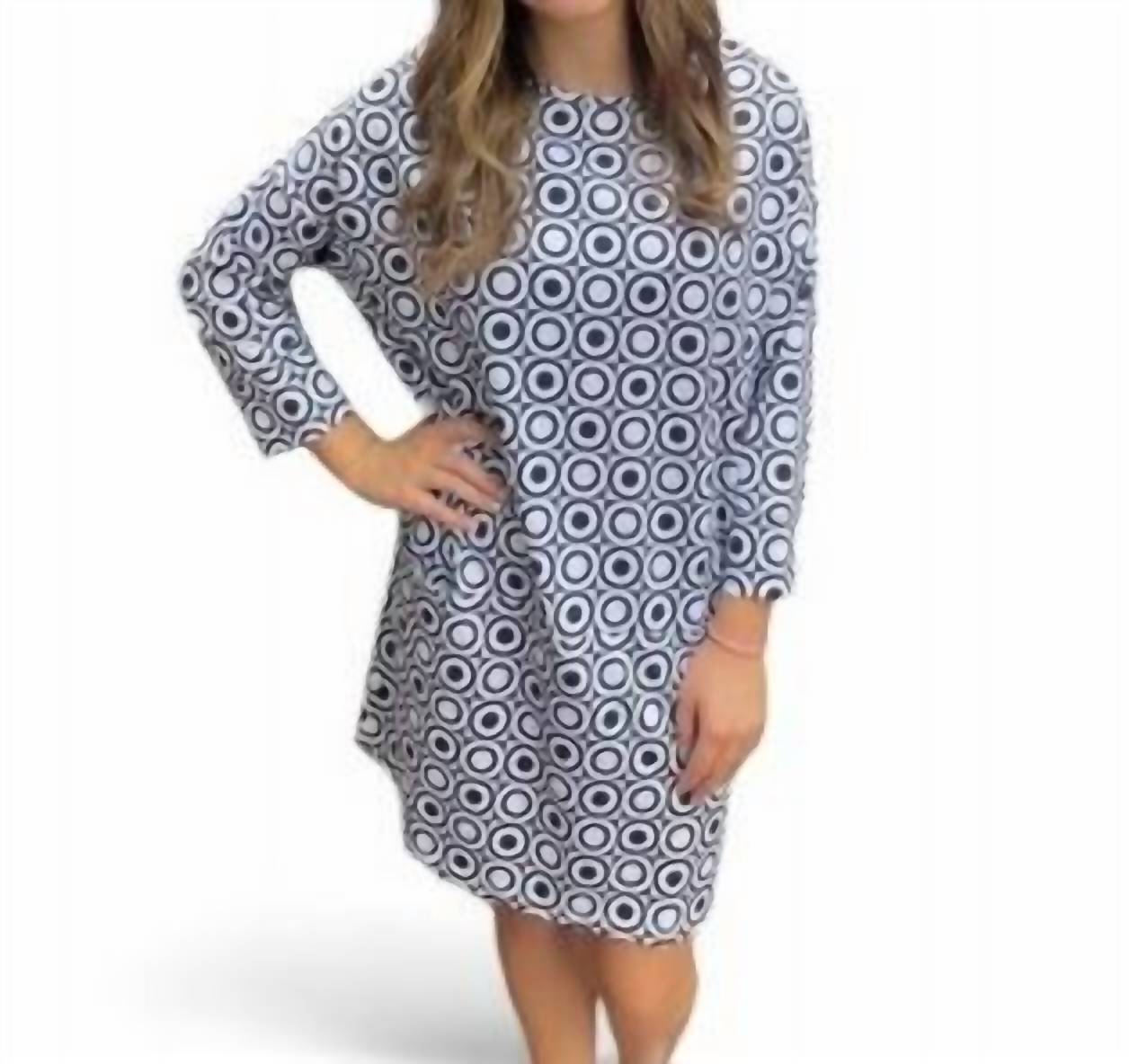 Dot Muster Kleid mit Fronttaschen in Schwarz/Weiß