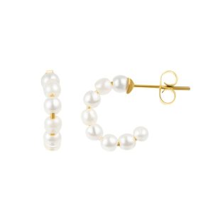 14k Gold überzogene Perle Huggie Hoops