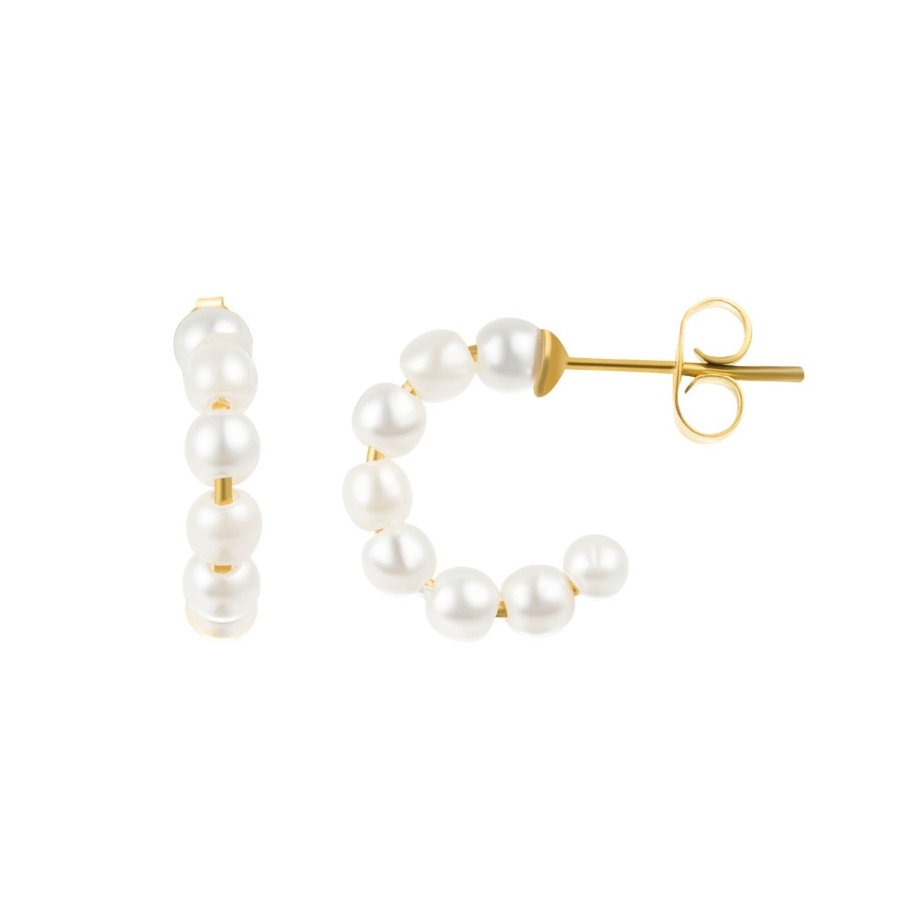 14k Gold überzogene Perle Huggie Hoops