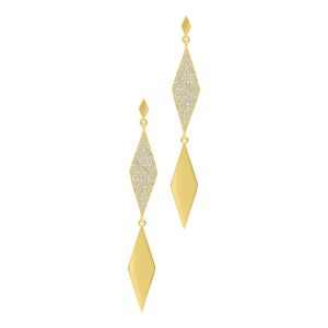 14k vergoldete lange Diamant Tropfen Ohrringe