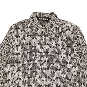 Schwarzes, seidenweißes PA-Monogramm-mit Knopfleiste-Hemd