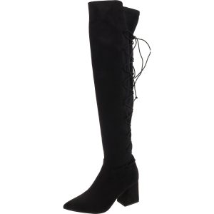 Schnür-Overknee-Stiefel aus Wildlederimitat
