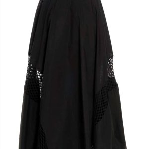 Damen High-Waist Cut Out-Detailed Maxi Rock in schwarz