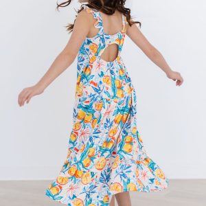 Tropisches Sommer-Maxikleid mit Rüschen