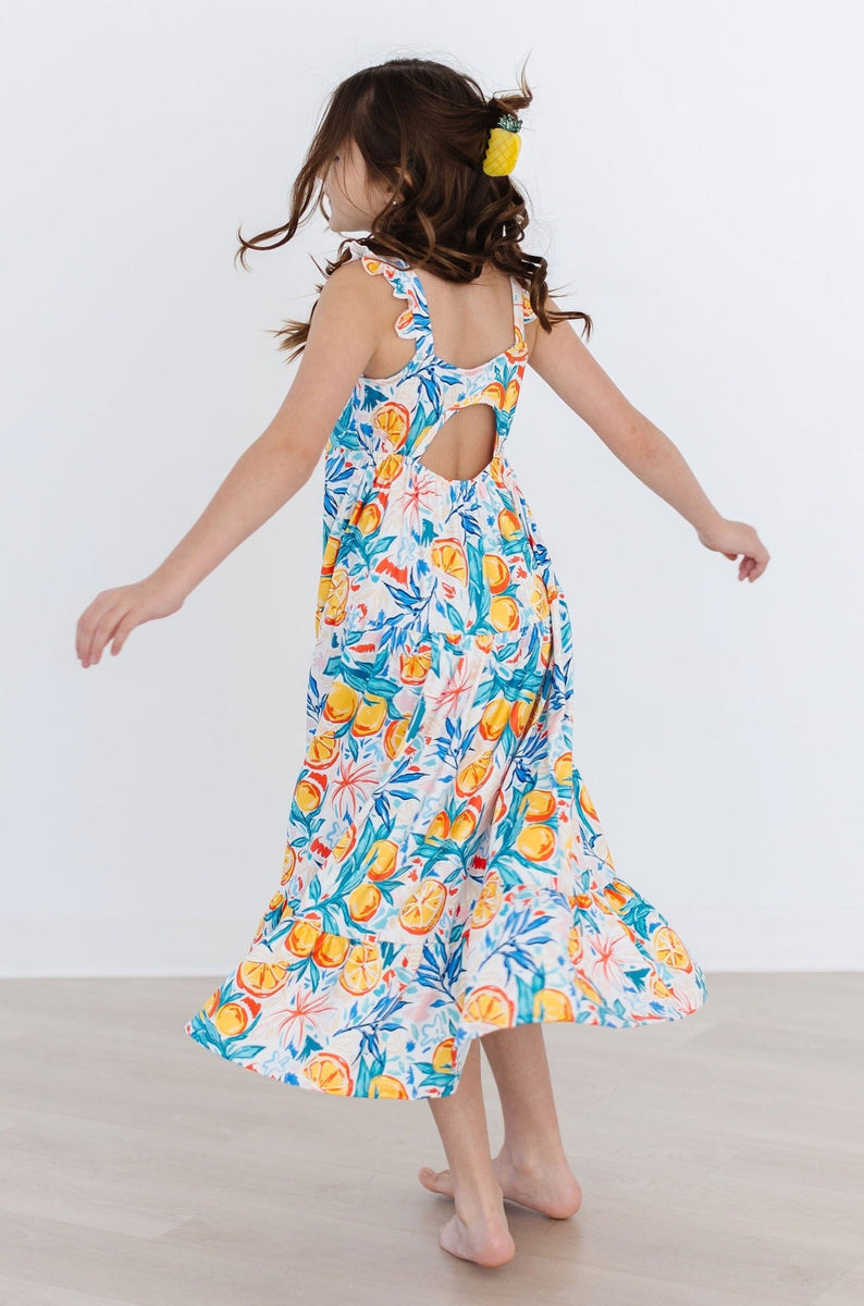 Tropische Sommer Rüschen Maxi Kleid