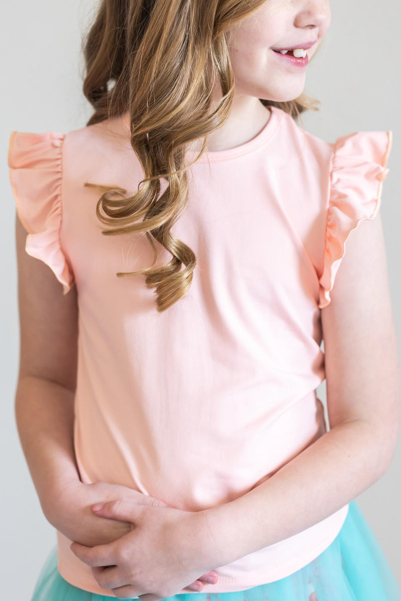 Pfirsich S/S Rüschen T-Shirt