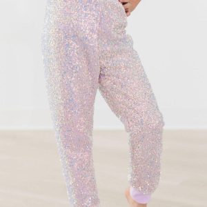 Lavendelfarbene Pailletten-Jogginghose