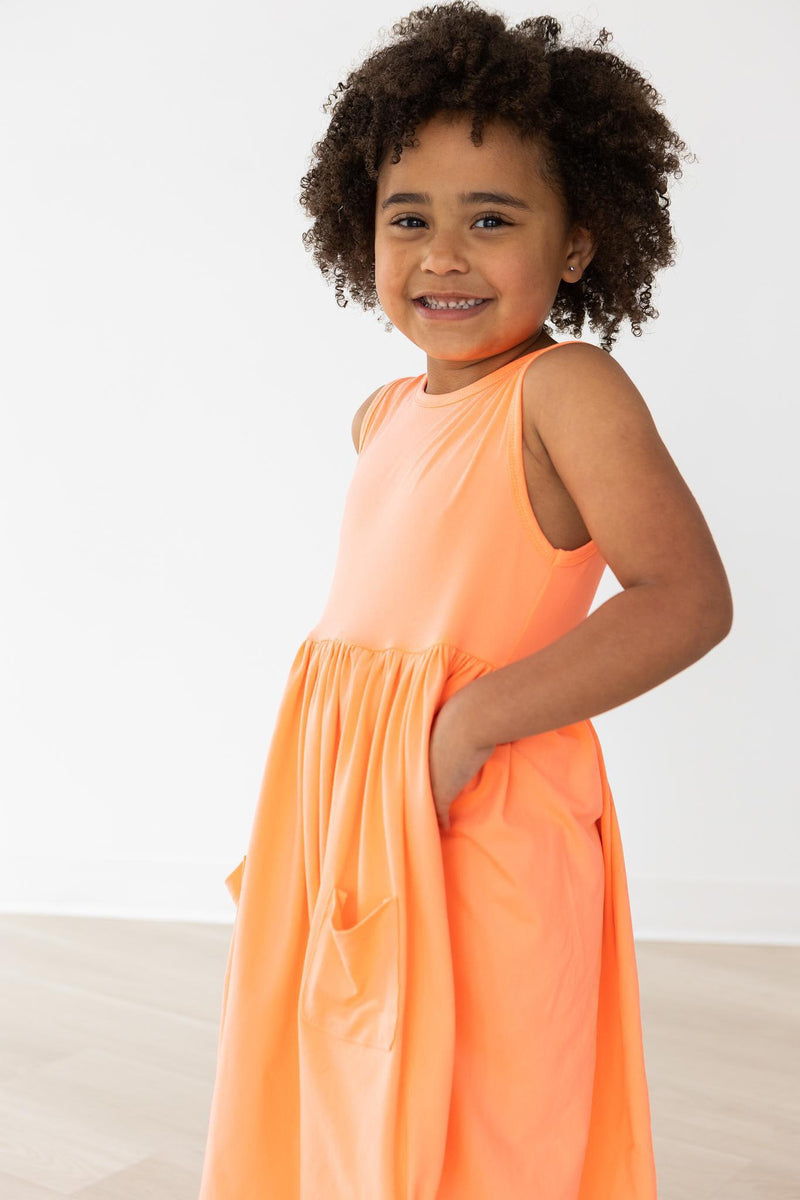 Neon Koralle Top Tasche Twirl Kleid
