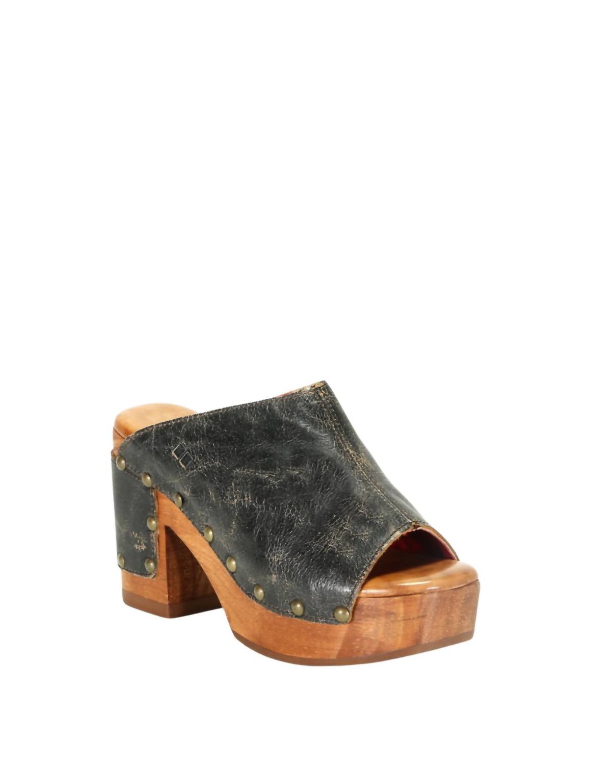 Deva Clog Flache Ferse in Schwarz Lux