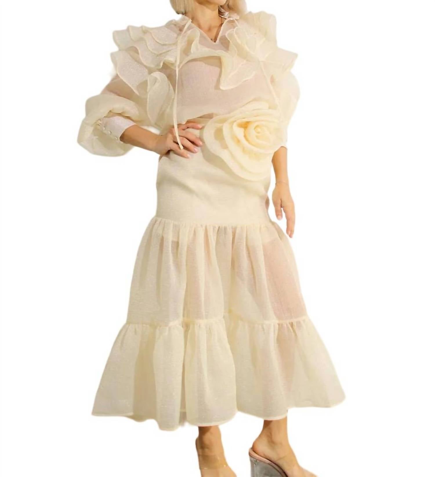 Blumengürtel Organza Rock In Französisch Vanille