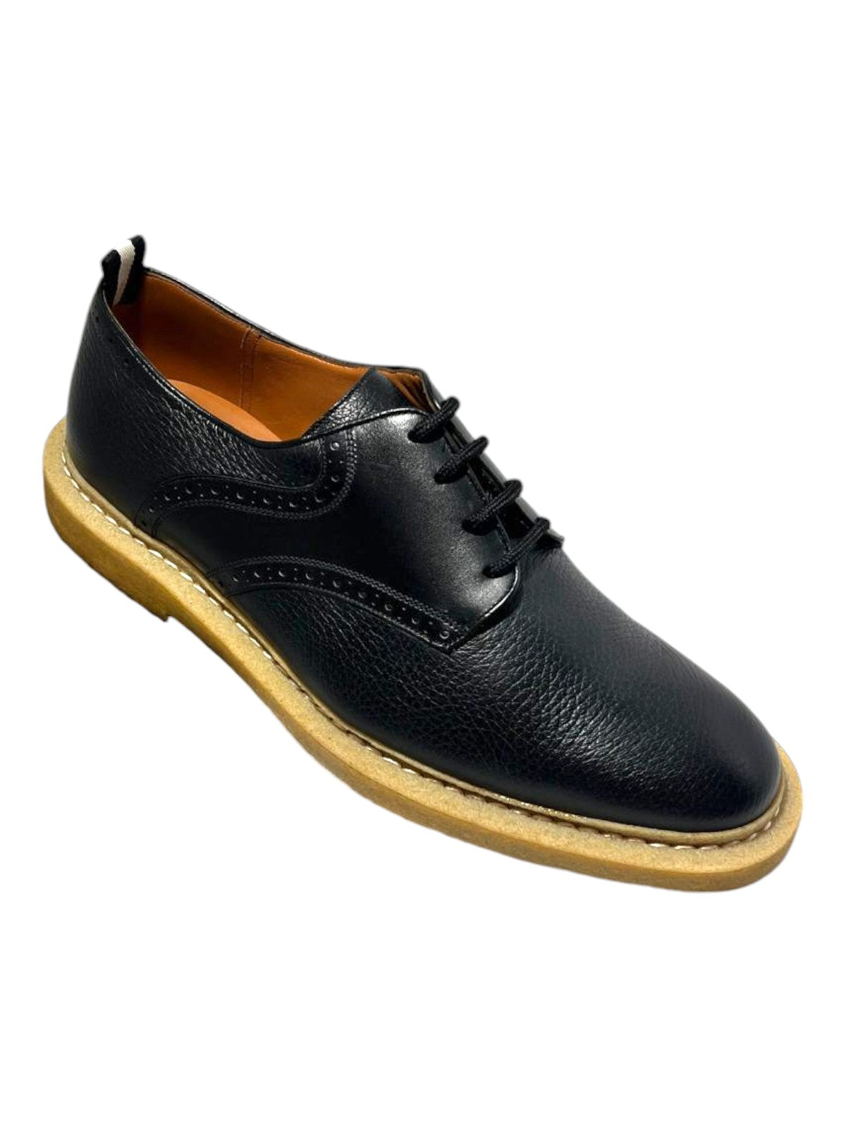 Bally Nek 6222929 Herren schwarz perforiert Hirsch genarbt Lederschuh
