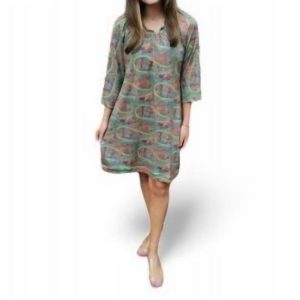Paisley-Babydoll-Kleid in Grün Multi
