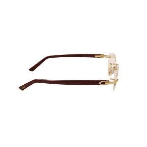 Rechteckige Brille in Gold und Burgunderrot