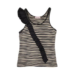 Gestreiftes Tanktop aus Baumwolle mit Rüschen