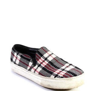 Celine Damen kariert Low Top Slide auf Casual Sneaker Schwarz Rot