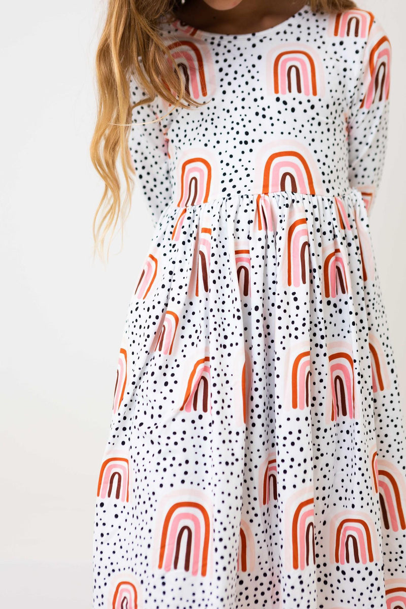 Pfirsich Regenbogen Twirl Kleid