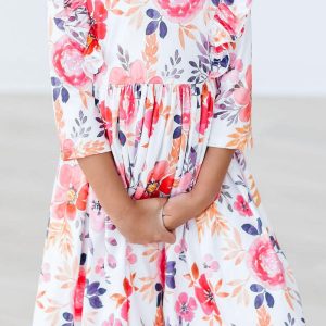Tangerine Leaves Rüschen-Twirl-Kleid