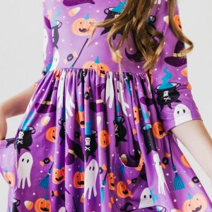 No Tricks, Just Treats 3/4-Ärmel-Taschen-Twirl-Kleid