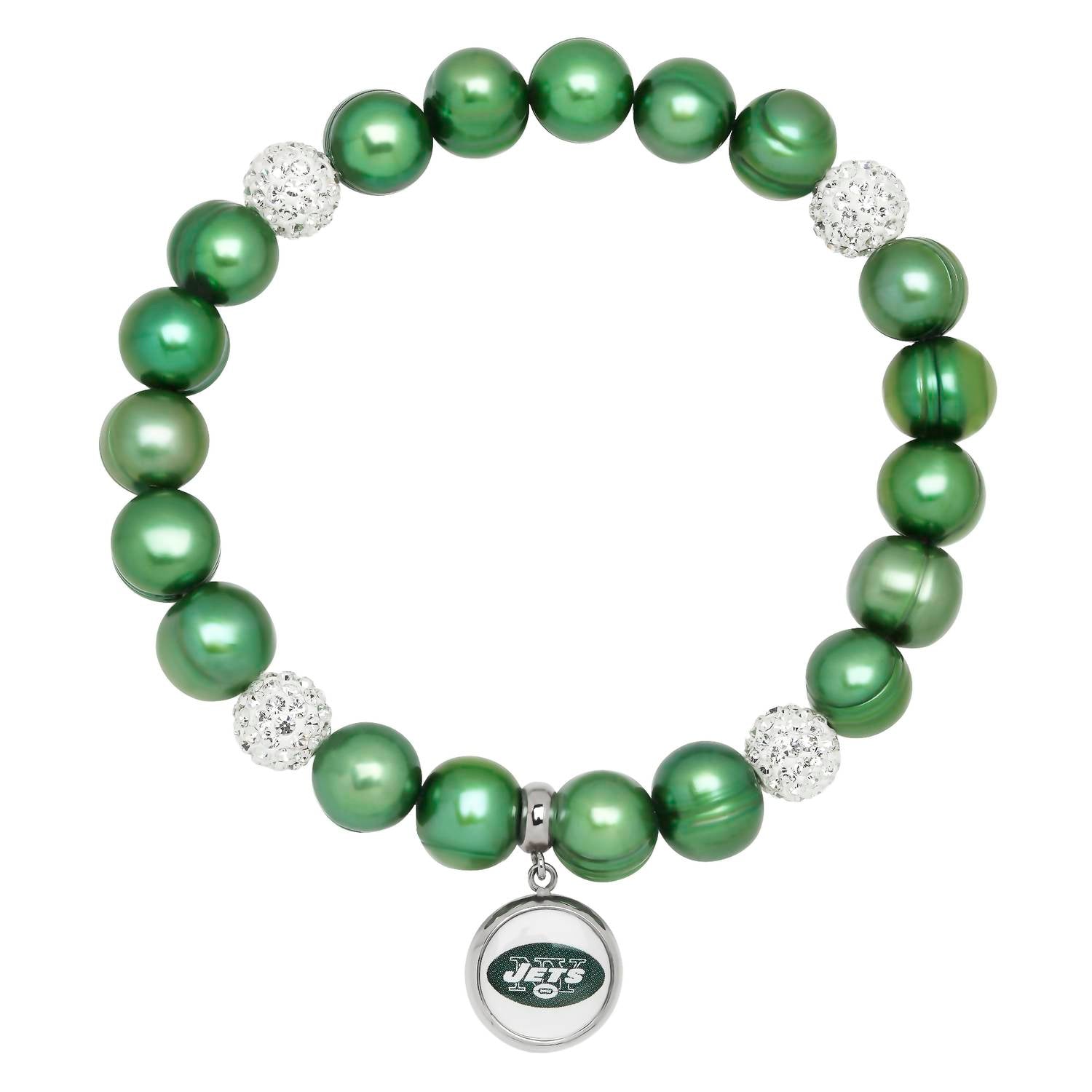 New York Jets Stretch Perlen & Kristall Armband in Grün