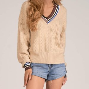 College-Streifenpullover in Creme