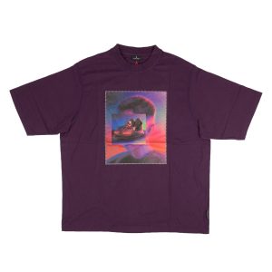 Lila mehrfarbiges Grafik-T-Shirt