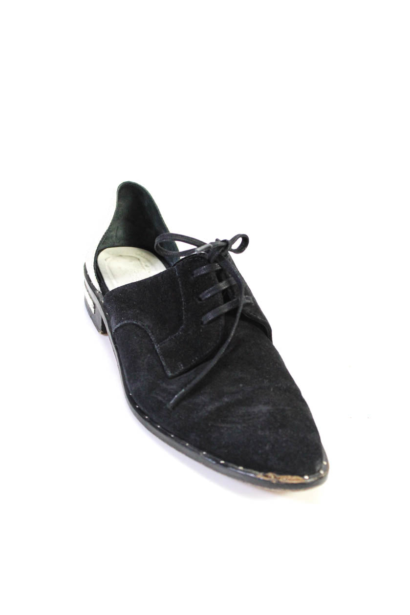 Freda Salvador Damen Runde Zehe Studs mit Schnürung Ausschnitt Loafer Schuh Schwarz