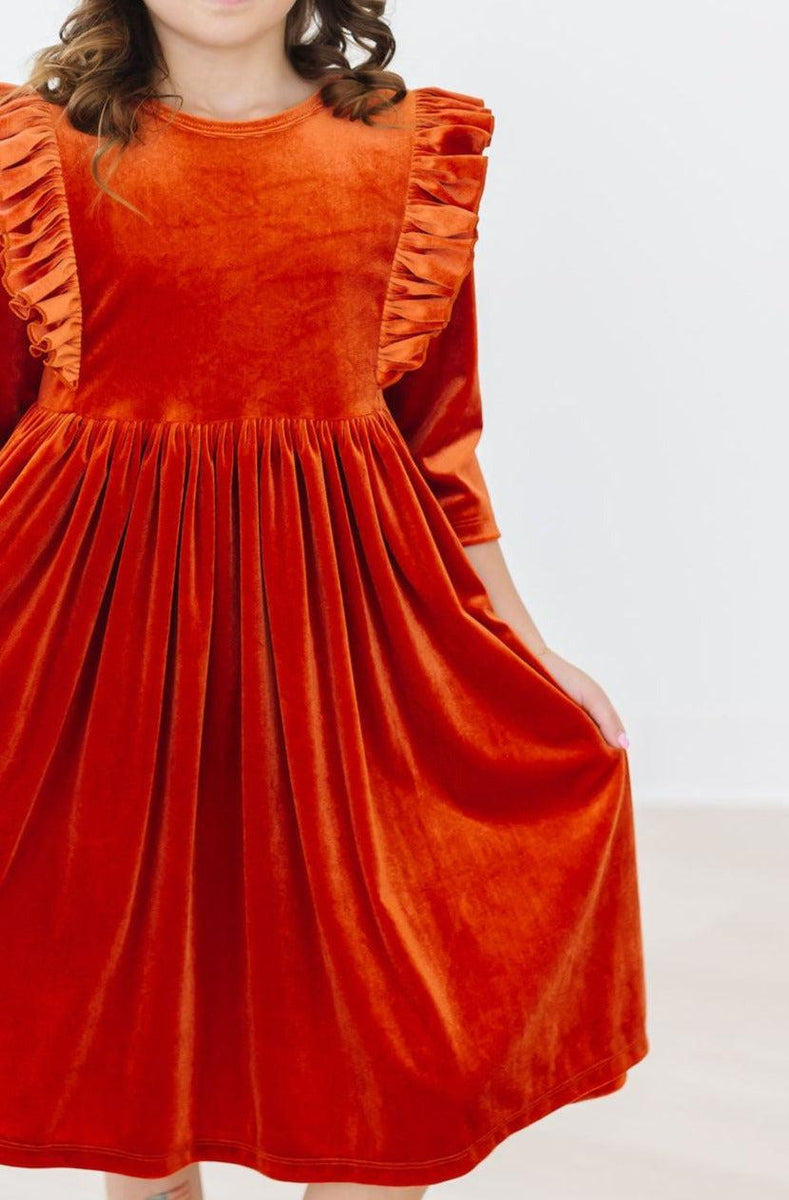 Kürbis Spice Velvet Rüschen Twirl Kleid