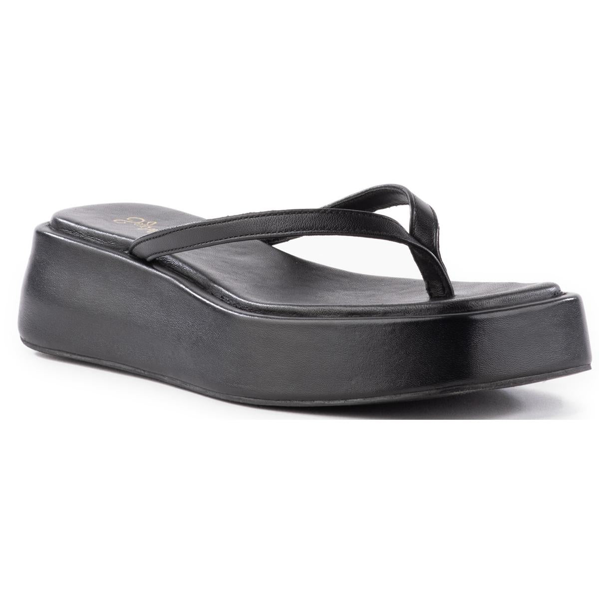 Sonnenblume Solid Vegan Leder Plateausandalen