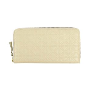Geprägte Geldbörse aus Leder Star – Creme