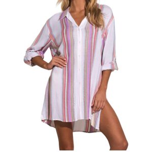 Bermuda-Boyfriend-Cover-Up-Hemd mit mehreren Streifen 7732534247484