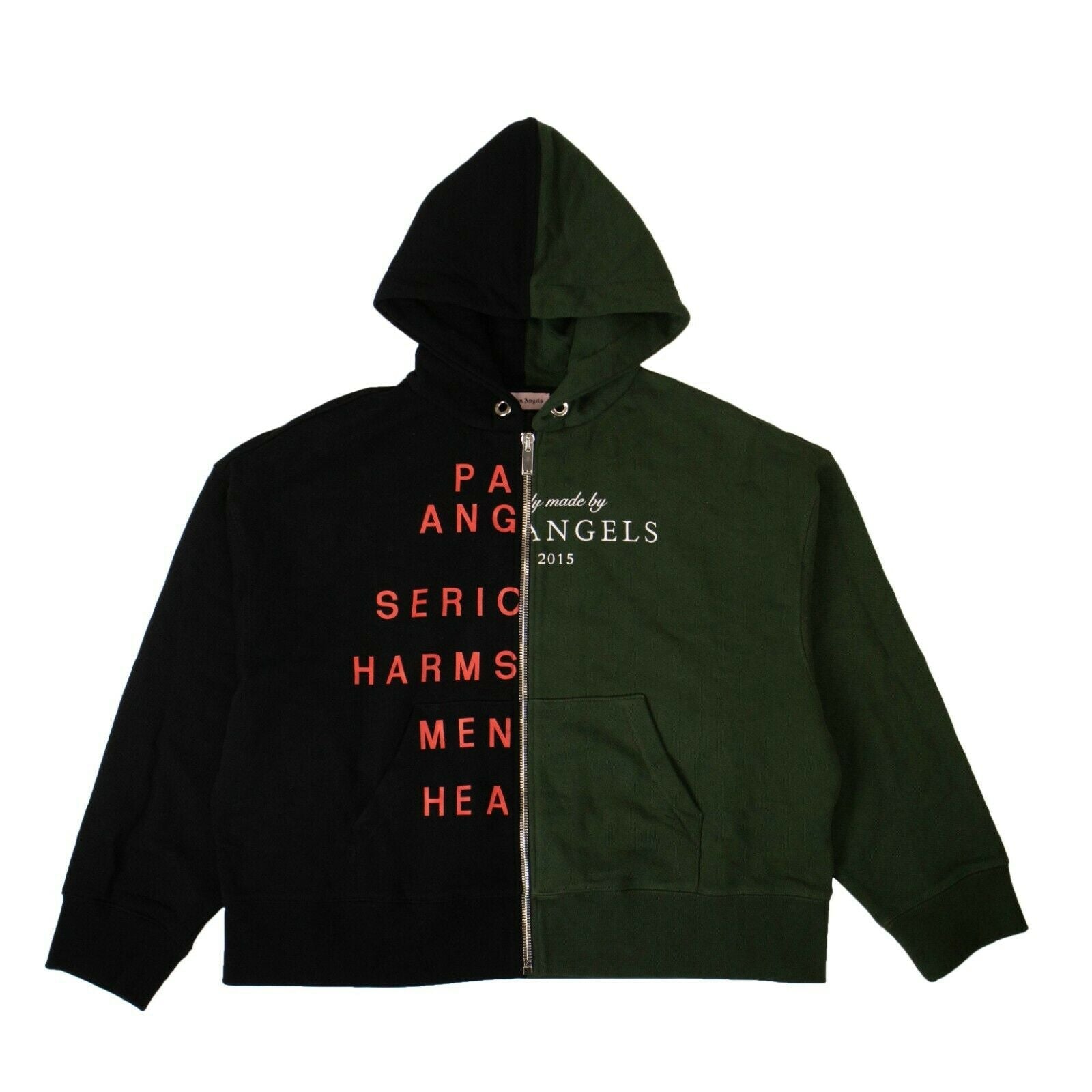 Herren Schwarz und Grün Two Tone Logo Kapuzenpullover