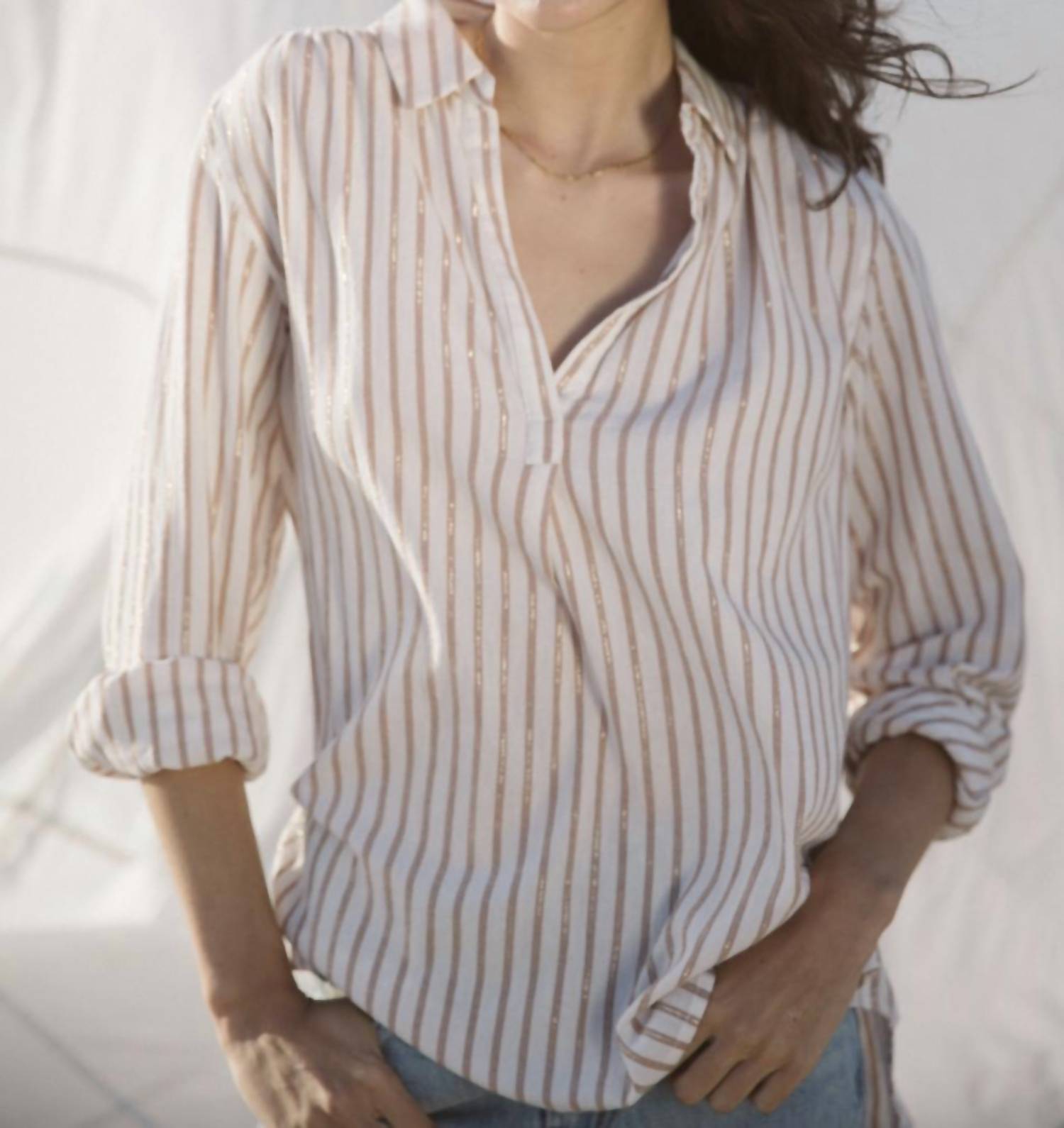 Courtney Henley Top im Oyster Stripe