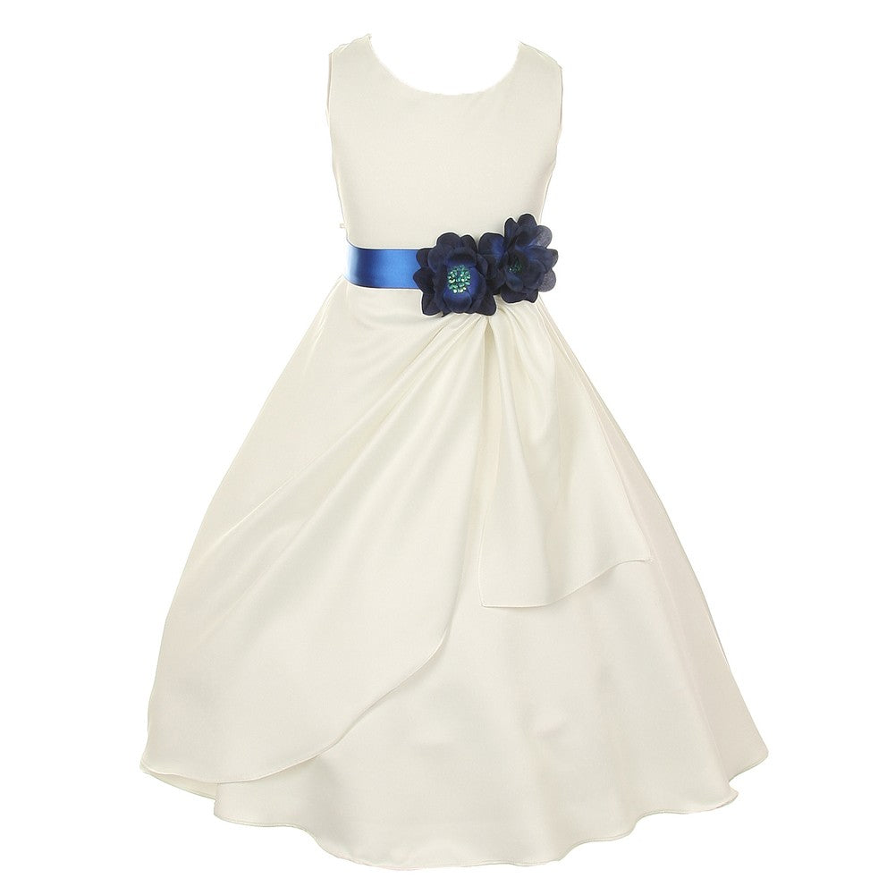 Große Mädchen Elfenbein blau Braut Dull Satin Pailletten Blumen Anlass Kleid 8-14