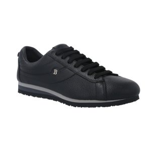 Bally Bredy 6231557 Herren Schwarz Rotwild genarbte Leder Turnschuhe