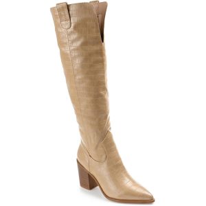 Extraweite, kniehohe Stiefel aus Kalbslederimitat THERESE