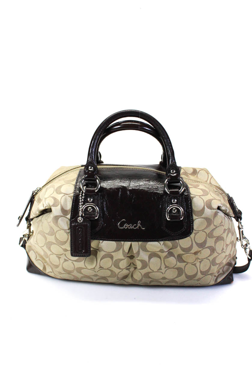 Coach Damen Tragegriff Reißverschluss Monogram Tragetasche Handtasche Braun