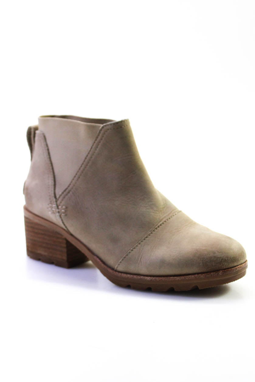 Sorel Damen Slip auf Block Ferse Runde Zehe Stiefeletten Braun Wildleder