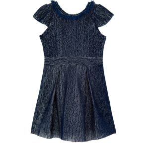 Mädchen-Ashley-Kleid mit Fransenkragen in Marineblau
