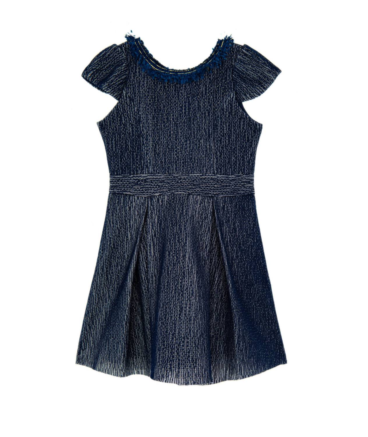 Mädchen Ashley Fringe Kragen Kleid in Dunkelblau