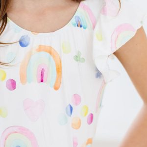 Aquarell-Regenbogen-S/S-Trikot mit Flatterärmeln