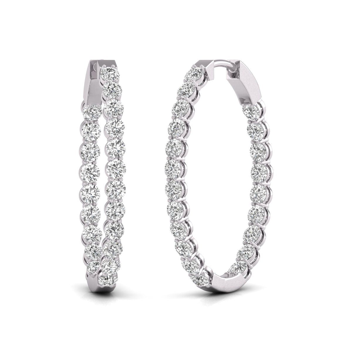Diana M Lab 14KT WG 10CT TW oval In & Out Creole Ohrring