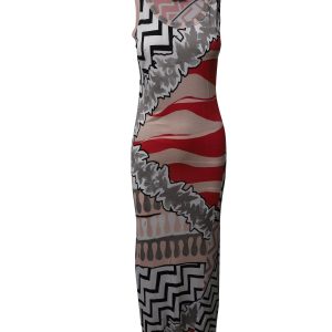 Ärmelloses, bedrucktes Maxikleid von Emilio Pucci aus mehrfarbiger Seide