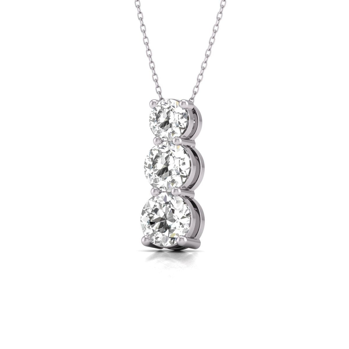 Diana M Labor 14KT WG 1ct TW LGD DREI STEIN SCHNEE HIDDEN BAIL Anhänger