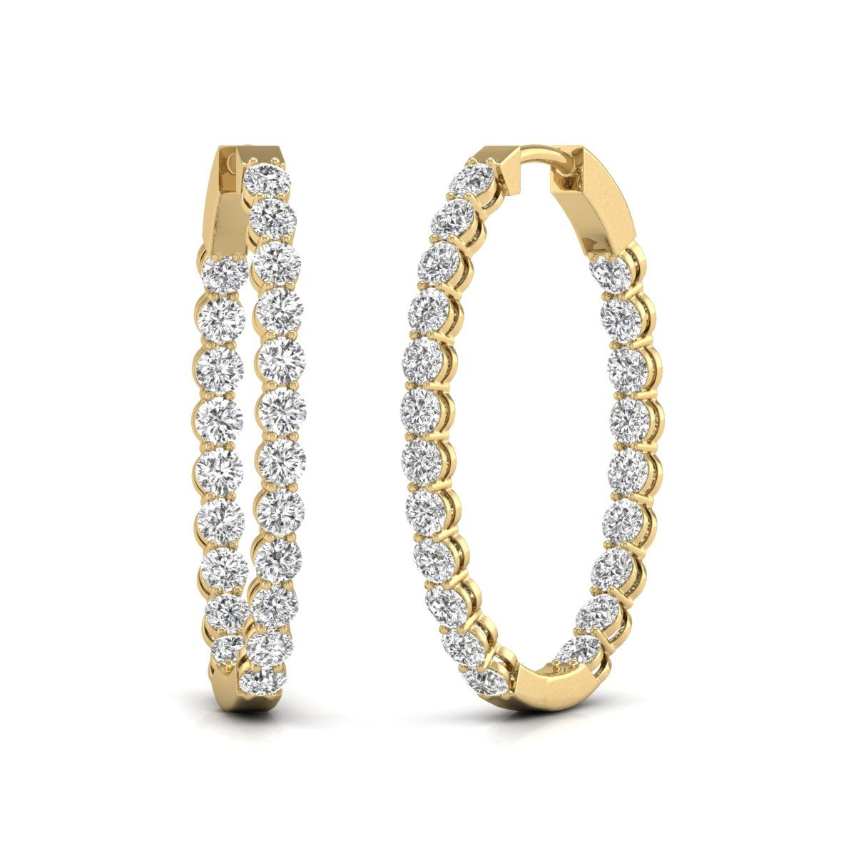 Diana M Lab 14KT YG 5CT TW oval In & Out Creole Ohrring